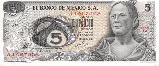 Mexico 5 Pesoso 3.  12.  1969 Series 1j Circulated Banknote Ncs photo