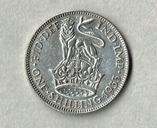 Uk (great Britain) 1 Shilling 1933 Silver Coin photo