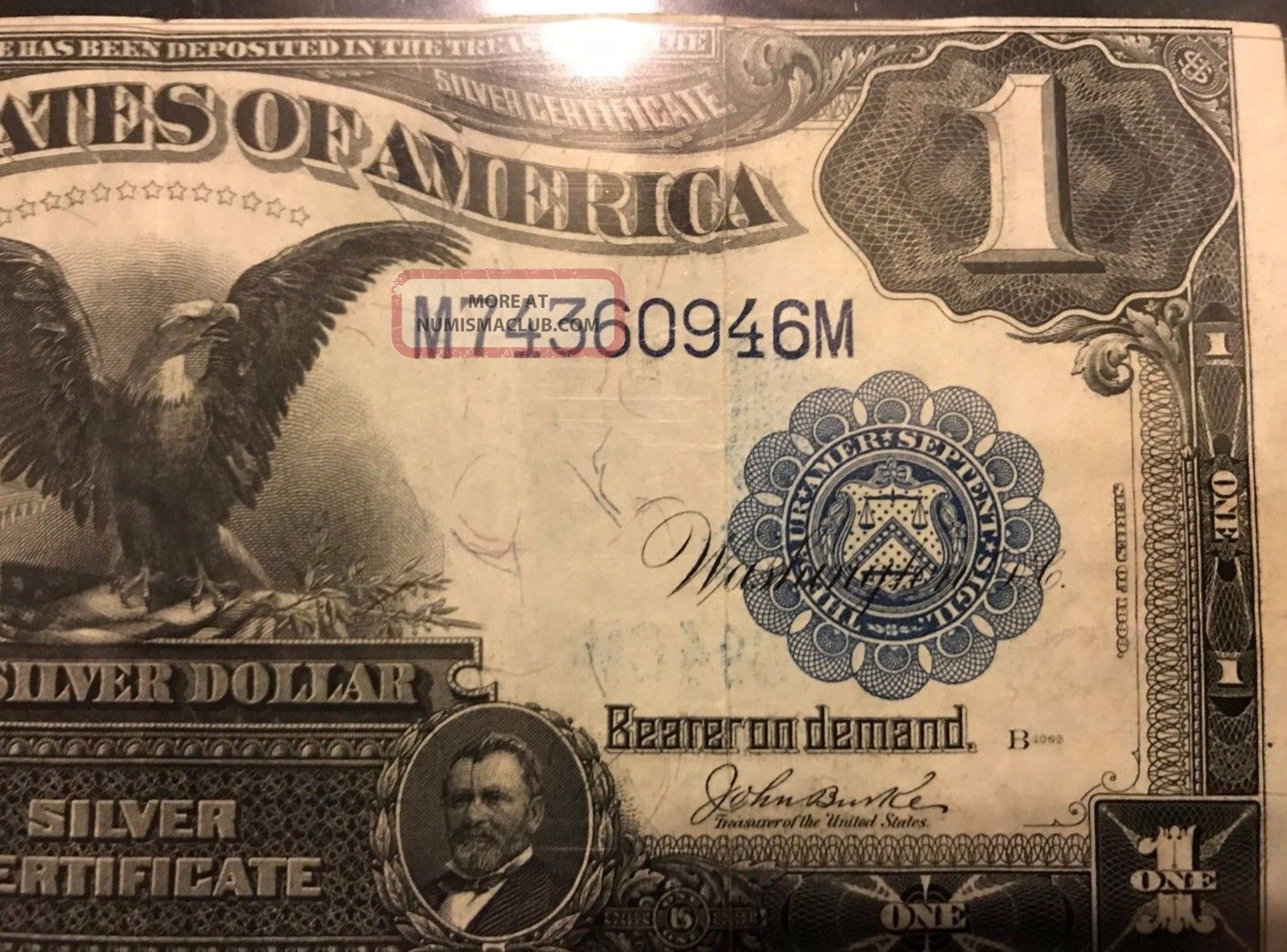 1899 $1 Silver Certificate Black Eagle Circulated