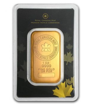 1 Oz Royal Canadian Rcm Gold Bar.  9999 Fine (in Assay) photo