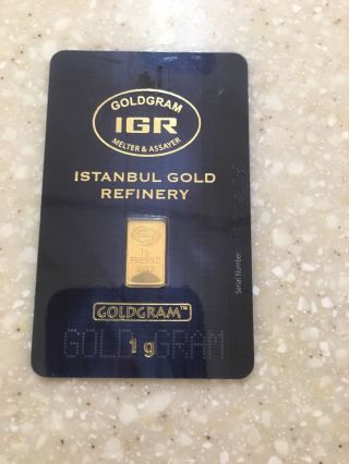 1 Gram 24k 999 Gold Istanbul Gold Refinery Bar Igr Certified photo