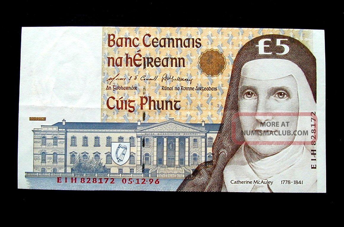1994/99 Ireland Rare Banknote 5 Pound Xf Europe photo