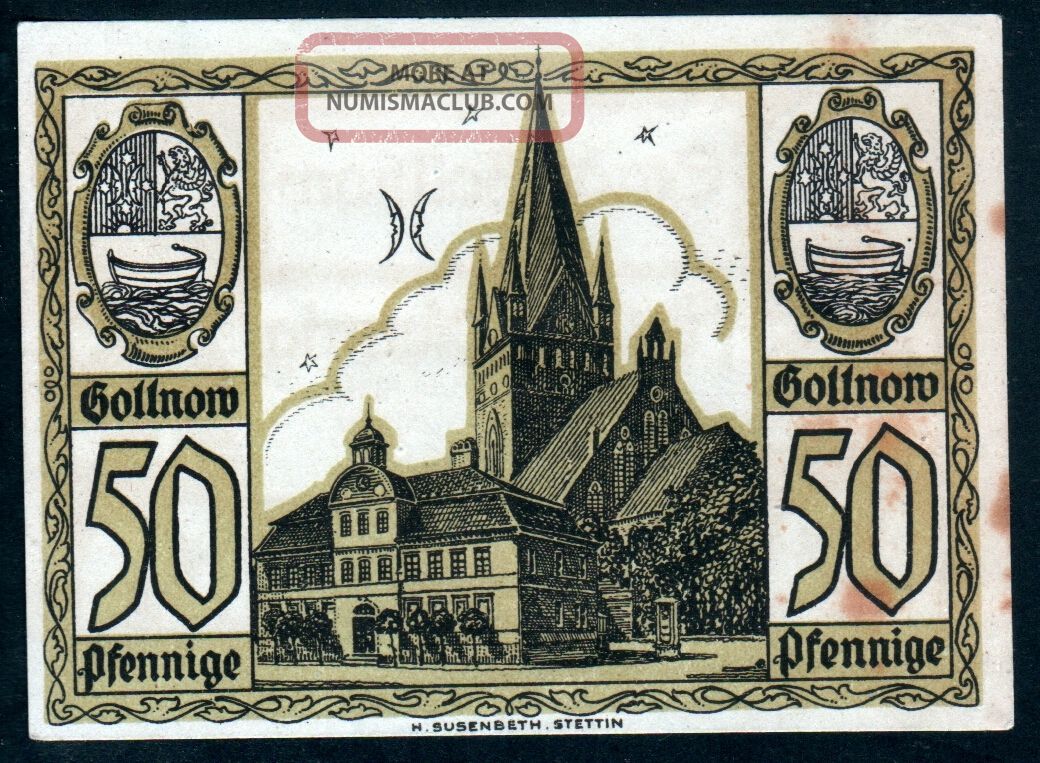 Notgeld 50 Pfennig Gollnow 1921 Germany Vf (1053) Europe photo