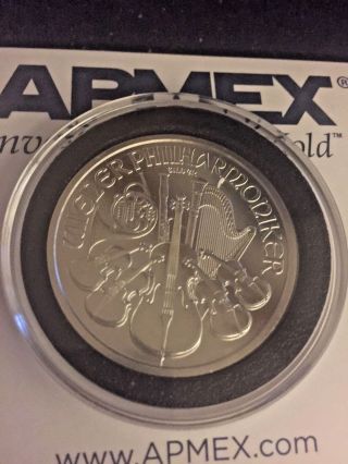 One Ounce Silver Philharmonic Coin.  Bu.  In Capsule photo