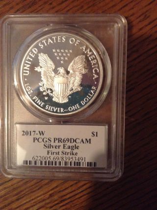 2017 W $1 Proof American Silver Eagle Pr69dcam Pcgs Proof 69 First Strike photo