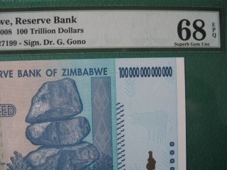 2008 Zimbabwe 100 Trillion Dollars Aa Pmg 68 Epq Gem Unc photo