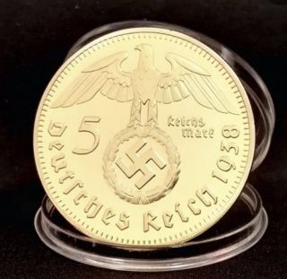 World War Ii Hitler Gold Plated German Vw Poster Car Ncaa Third Reich Eagle Coin photo