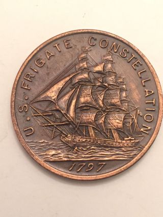 Commemorative Coin Struck From Parts Of The U.  S.  Frigate Constitution 1797 Navy photo