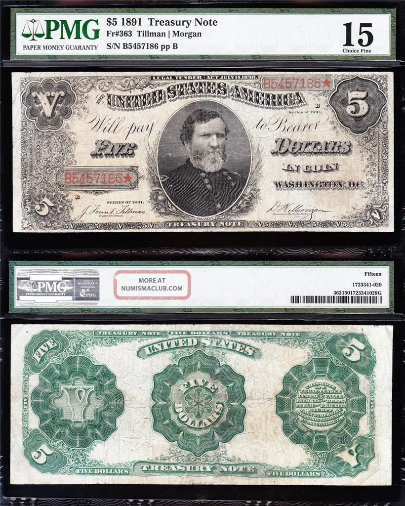 Rare 1891 $5 Gen.  Thomas Treasury Note Pmg 15 B5457186 Large Size Notes photo