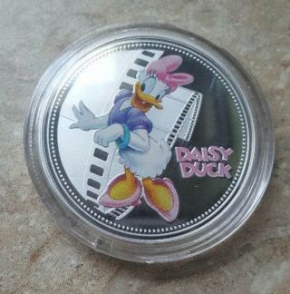 Daisy Duck Disney Colorized 1oz Silver Clad Proof Coin Round Medallion W Capsule photo