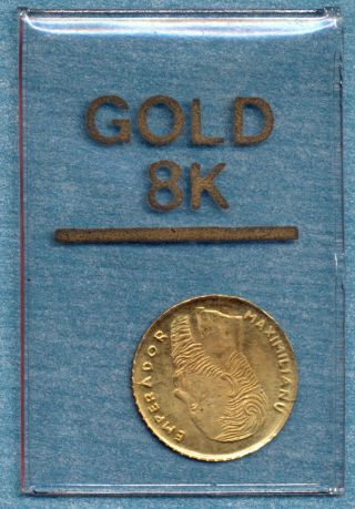 1865 Mexican Gold Marriage Token One Peso Maximilian Gold Piece 8k Modern Gold photo
