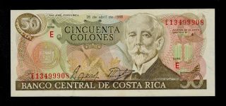 Costa Rica 50 Colones 1988 E Pick 253 Unc Banknote. photo