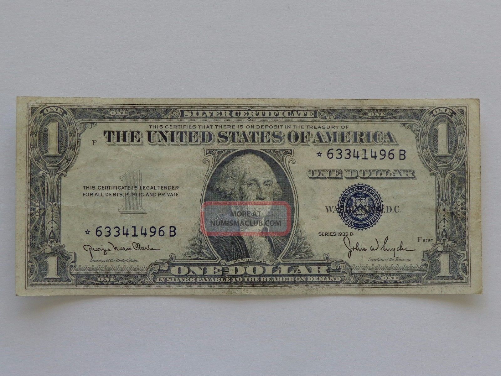 1935d $1 Star Silver Certificate Fr 1613n Vf, Small Size Notes photo