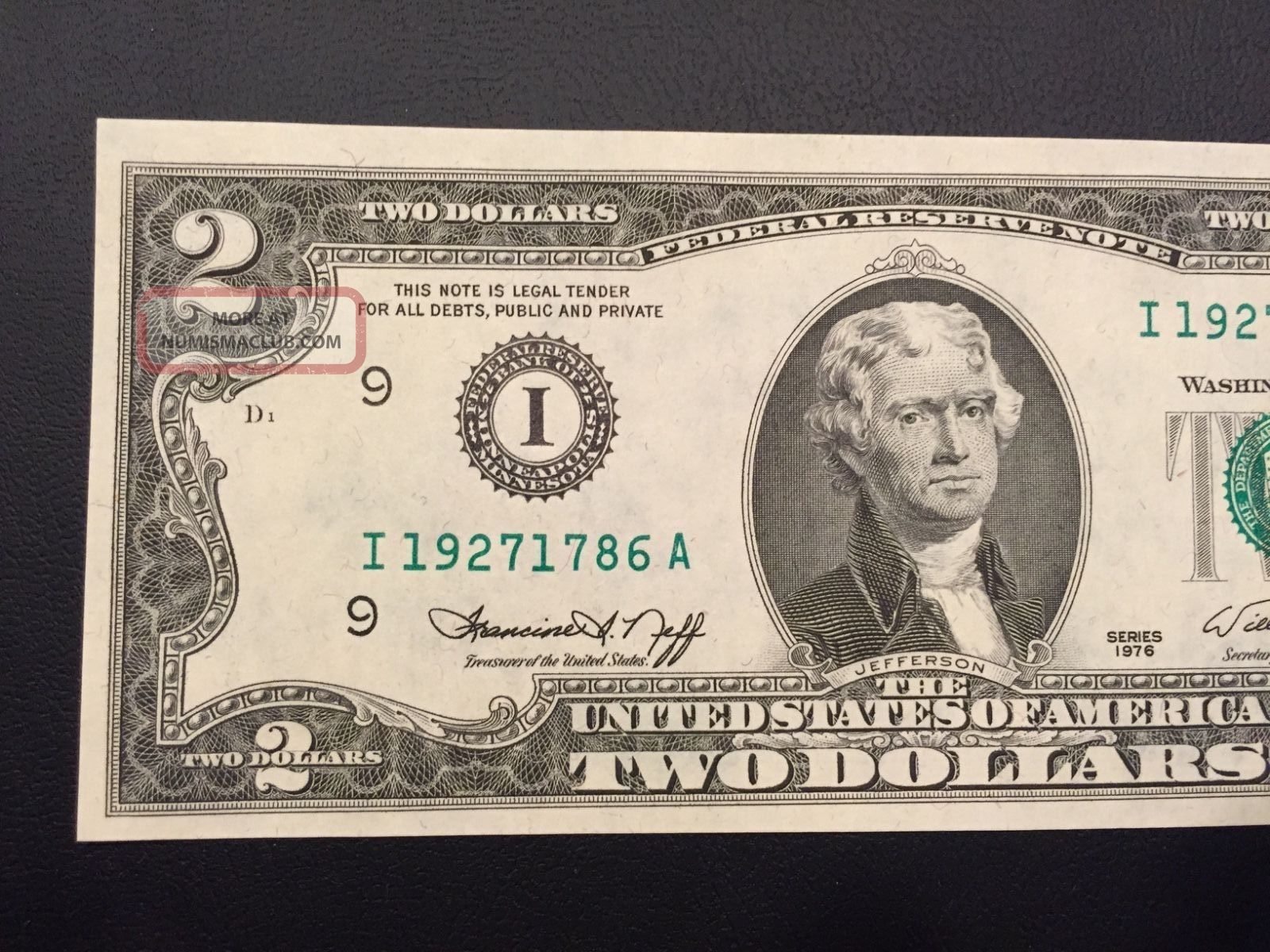1976 2 Two Dollar Bills minneapolis I Uncirculated