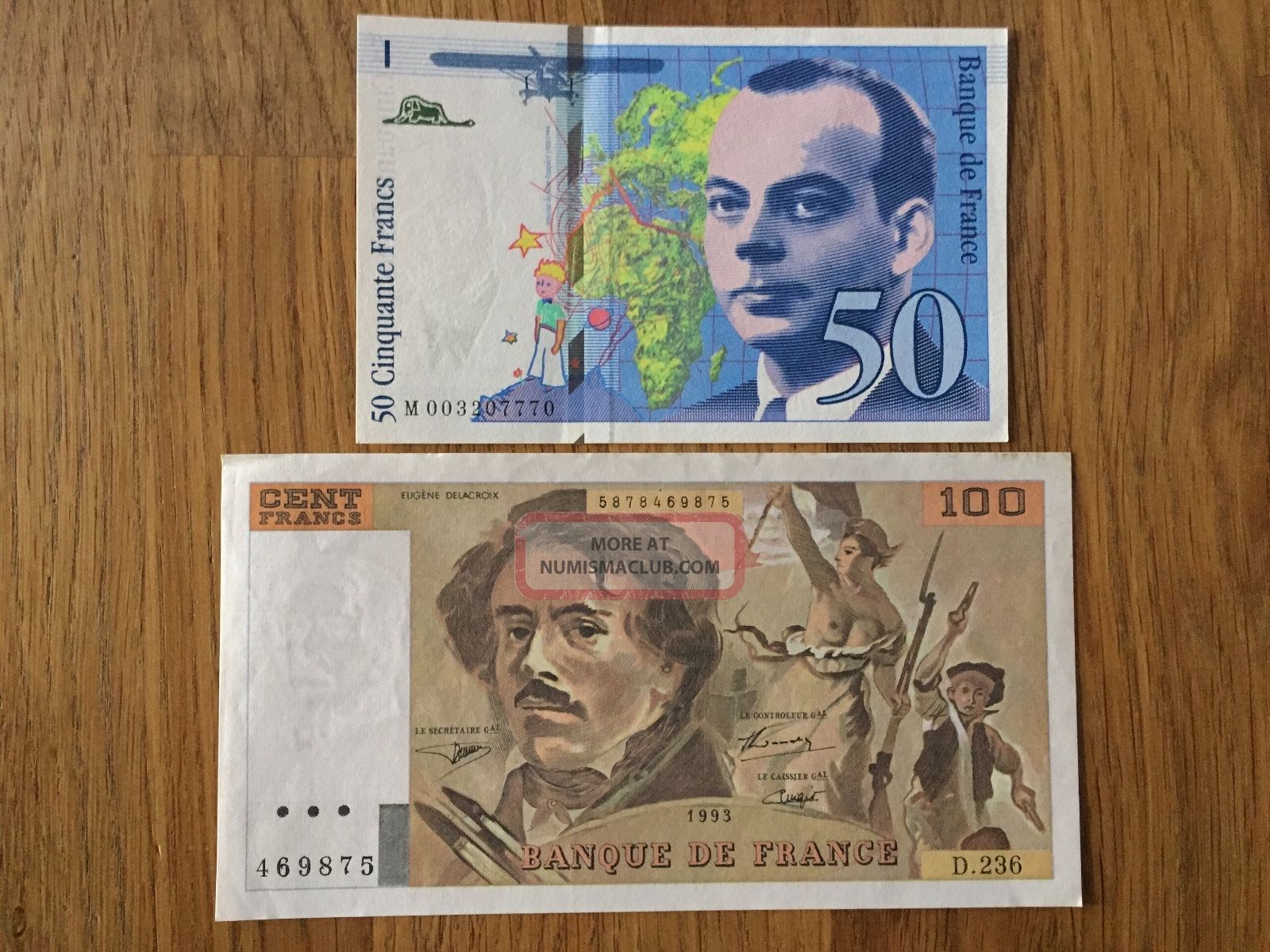 50 & 100 Fr France - St Exupéry - Delacroix Unc Europe photo