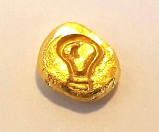 1 Gram.  999 Fine 24k Gold Round - Hand Poured - Hand Stamped - Grimm Metals photo