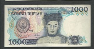 Indonesia 1987 1000 (1,  000) Rupiah P 124 Circulated photo