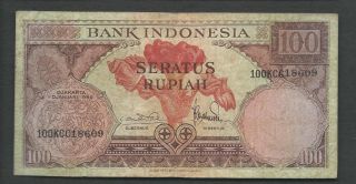 Indonesia 1959 100 Rupiah P 69 Circulated photo