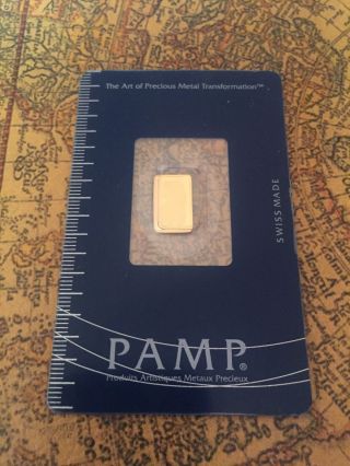 1 Gram Gold Bar - Pamp Suisse - Fortuna - 999.  9 Fine In Assay photo