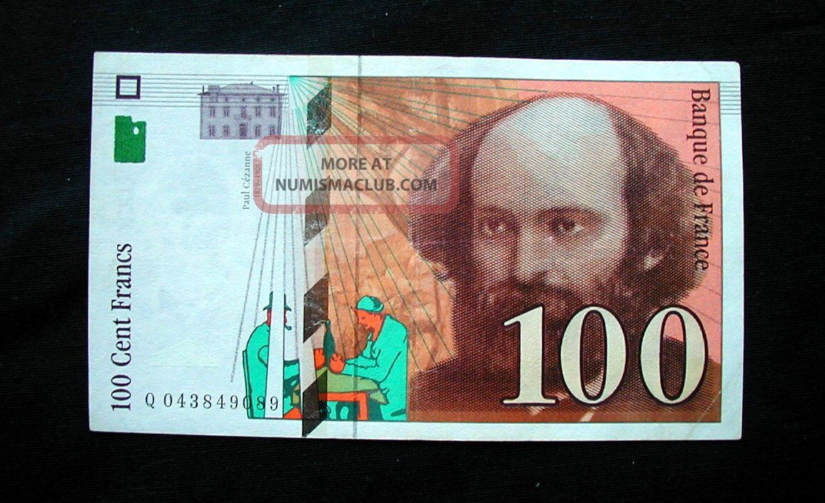 1998 France Banknote 100 Francs Xf Cezanne Europe photo