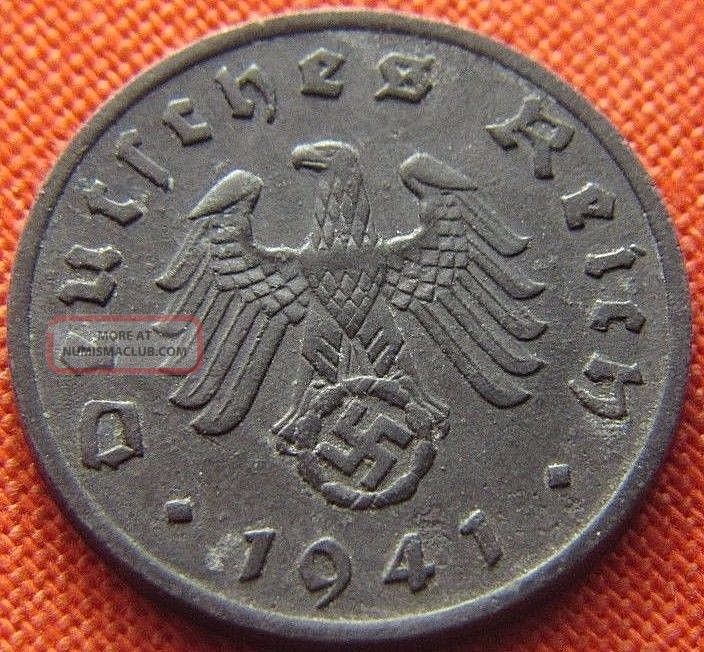 Ww2 German 1941 - F 1 Rp Reichspfennig 3rd Reich Zinc Nazi Coin (rl 1569) Germany photo