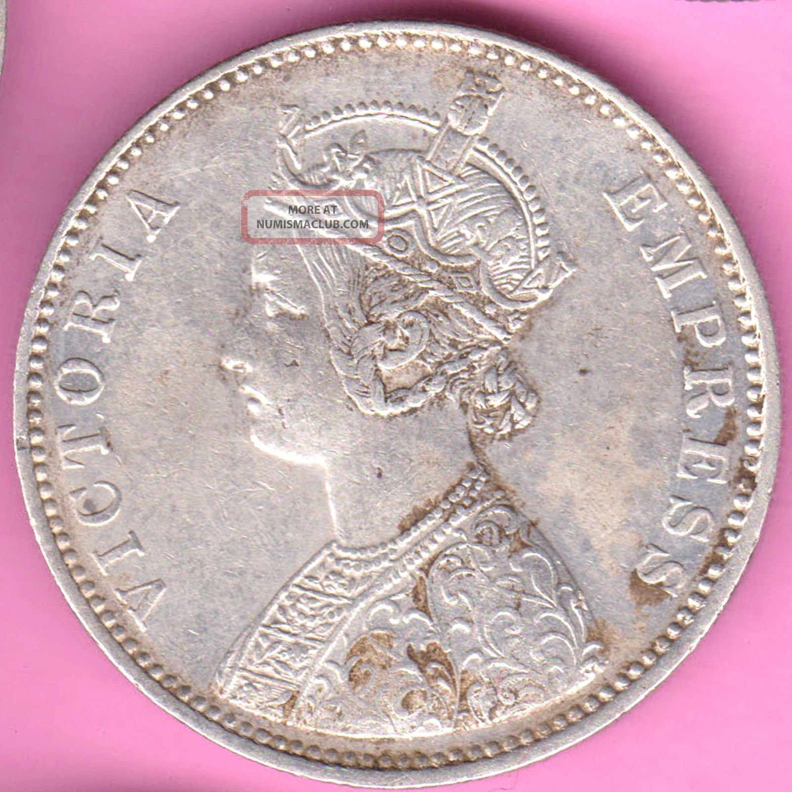British India - 1882 - Dot Variety - One Rupee - Victoria Empress - Rarest Silver Coin - 55 India photo