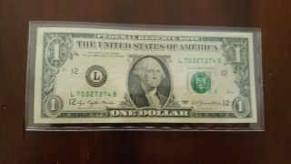 Error Note 1977 $1 One Dollar,  Us Bill,  Rare,  Blank Back,  Blank Rev. ,  Vintage photo