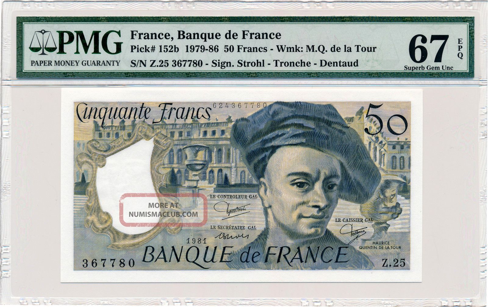 Banque De France France 50 Francs 1981 Pmg 67epq Europe photo