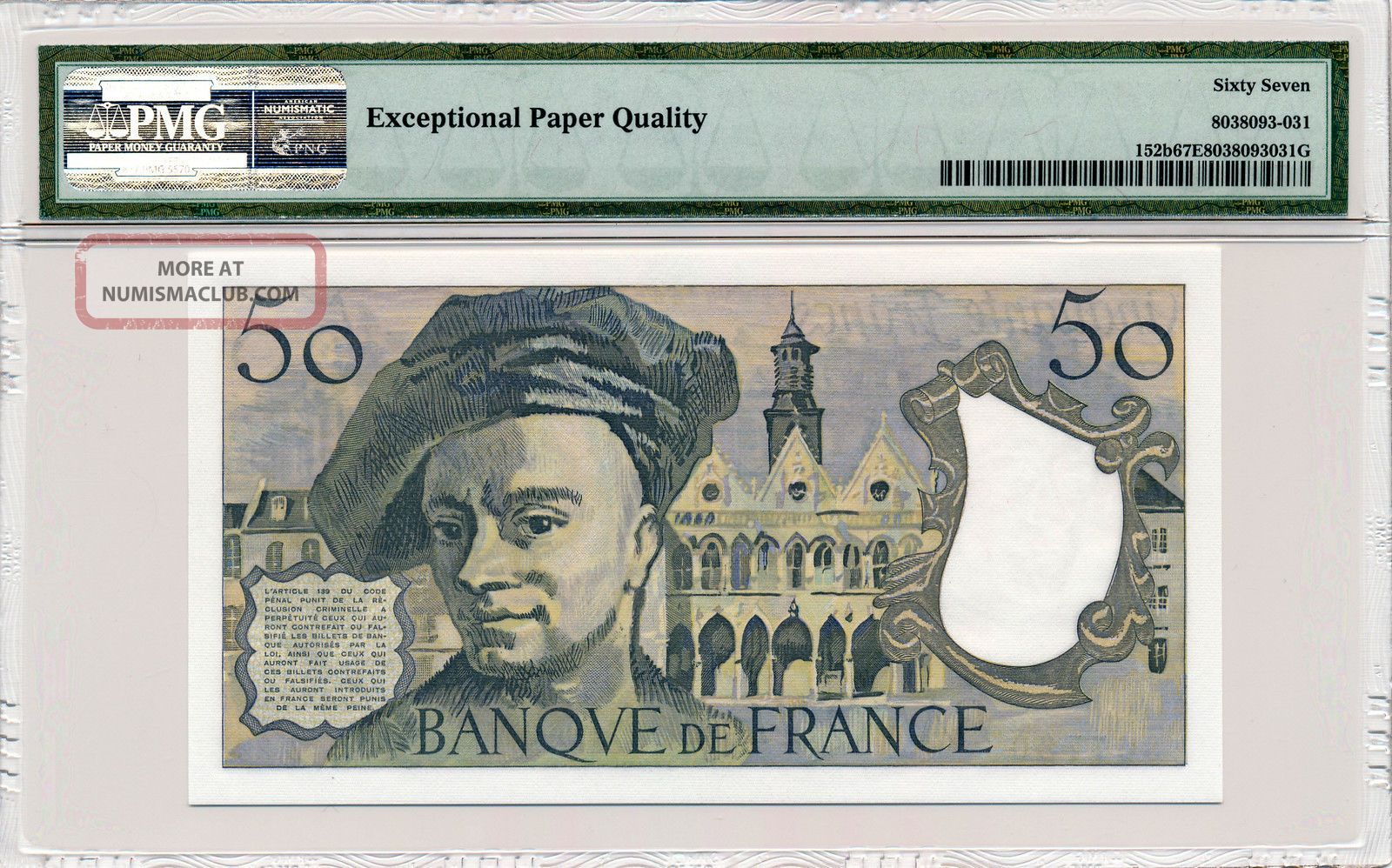 Banque De France France 50 Francs 1981 Pmg 67epq