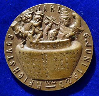 German Parliament Election 1920 Bronze Medal 59 Mm By Karl Goetz,  Unc. photo