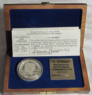 1989 George Washington To George Bush 1.  2oz Proof Silver Medal 524s89gbm photo