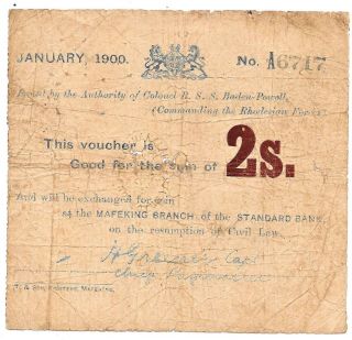 South Africa Siege Of Mafeking Boer War 2 Shillings 1900 Serial A Ps652a photo