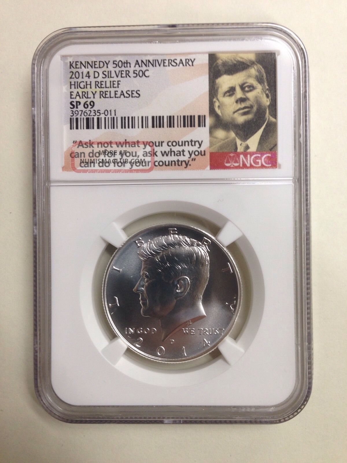 2014 - D 50c Ngc Sp69 State Bu E.  R.  Kennedy Silver Coin From 50th Silver photo