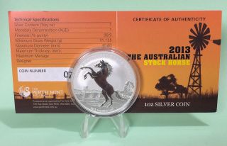 2013 Stock Horse Silver Coin 1 Oz.  999 Ag 1 Australian Dollar Bu Perth photo