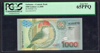 Suriname 1000 Gulden 2000 Pcgs Gem Unc 65ppq P151 photo