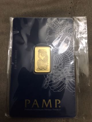 5 Gram Pamp Suisse Gold Bar.  9999 Fine (in Assay) photo