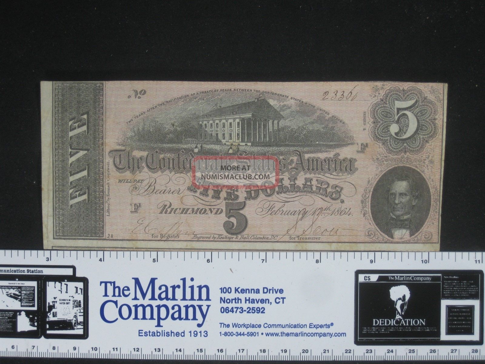 Csa,  $5.  00,  Kealinge & Ball,  Columbia,  Sc,  Series 3 Paper Money: US photo