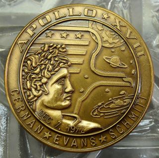 Heavy Bronze Apollo Xvii (12/7/72) Project Apollo Commemorative Token.  10430 photo