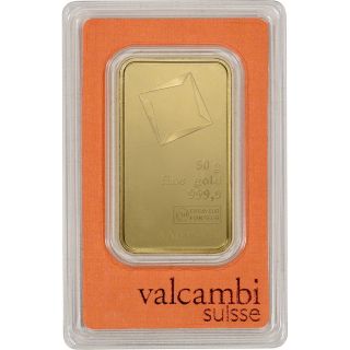 50 Gram Gold Bar - Valcambi Suisse - 999.  9 Fine In Assay photo