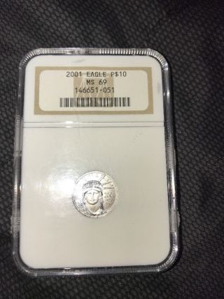 2001 Platinum $10 Eagle 1/10 Ms - 69 Ngc photo