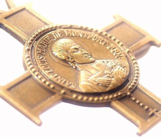 The Good Shepherd & Saint Cecilia - Exquisite Antique Bronze Cross Medal Pendant photo
