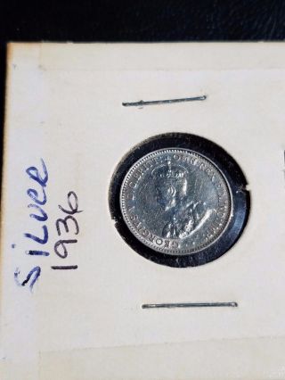 1936 Australia Threepence Silver Coin Km 24 photo