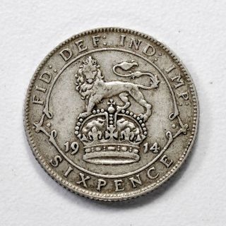 Gb George V Silver (. 925) Sixpence - 1914,  [1914 - 6d] photo