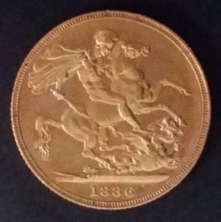 1886 Australia One Sovereign Gold (. 916) Coin Queen Victoria S Mintmark photo