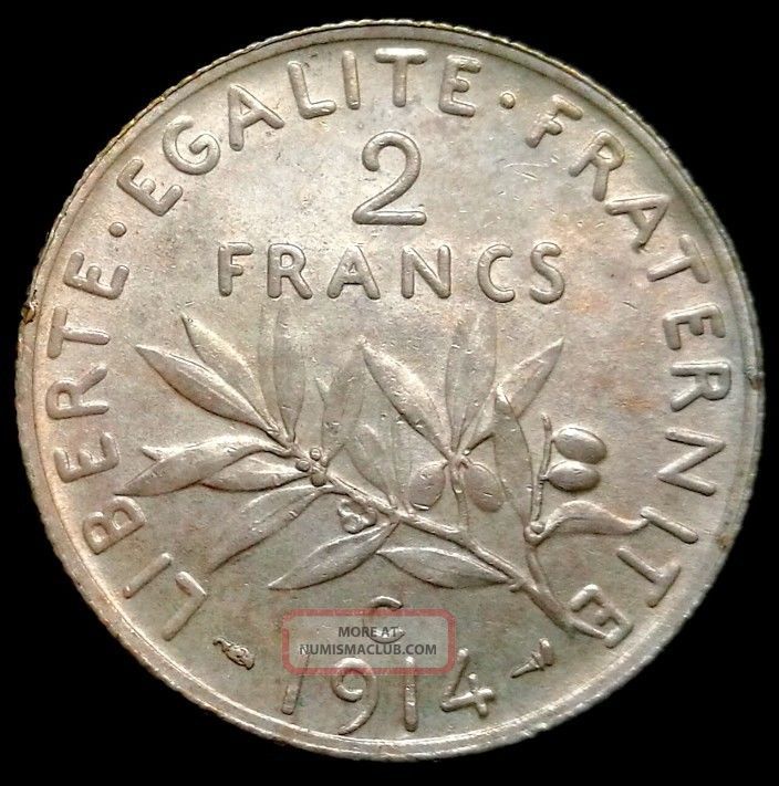 Rare 2 Francs 1914 C Castelsarrasin Km 845.  2,  Low Mintage,  France Europe photo