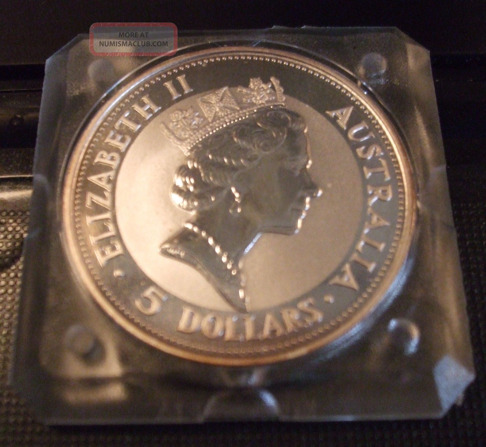 1990 Australian Kookaburra First Year 1 Oz.  999 Silver $5 Coin Unc Orig Sq Cap Australia photo