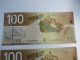 2004 Canadian Consecutive 100$ Dollar Banknote Crispy And Uncirculated Canada photo 1