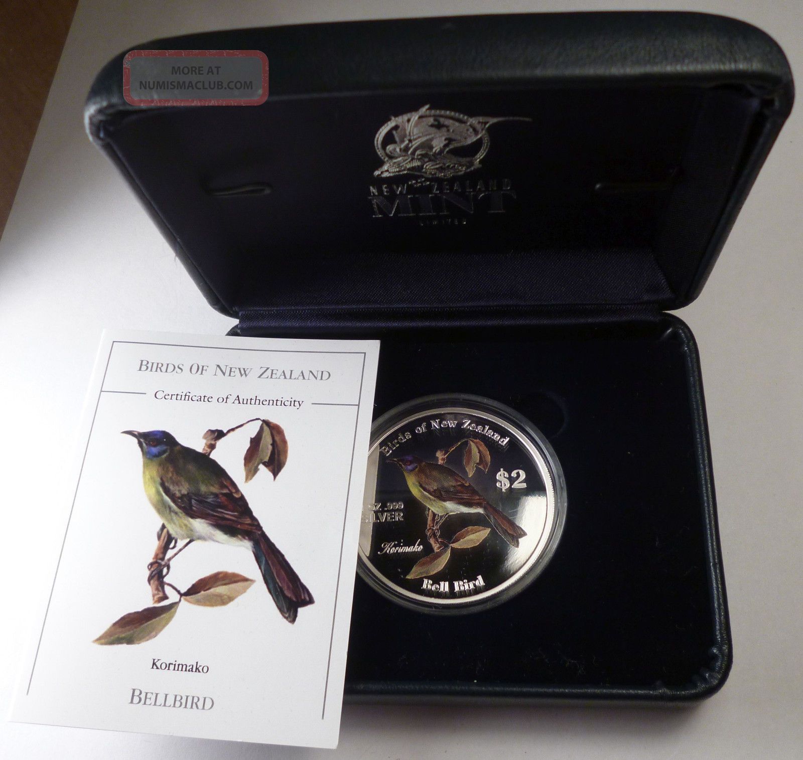 2005 Cook Islands 2 Dollars Bell Bird 1 Oz Silver Coin Box Australia & Oceania photo