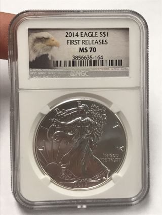 2014 Silver Eagle $1 First Release Ms 70 Ngc photo