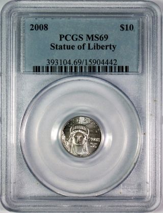 2008 $10 1/10 Oz.  American Platinum Eagle Pcgs Ms69 photo